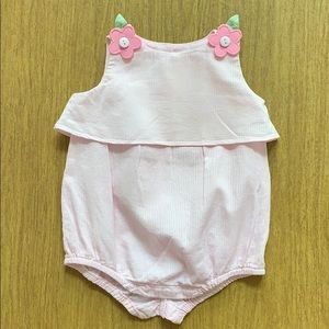 Florence Eiseman Pink Bubble Romper w/Flowers 9M